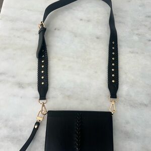 URBAN ORIGINALS Chic Black Crossbody Bag with Gold Accents